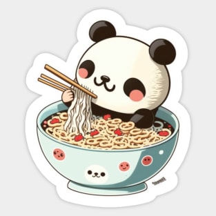 Panda eating ramen Sticker